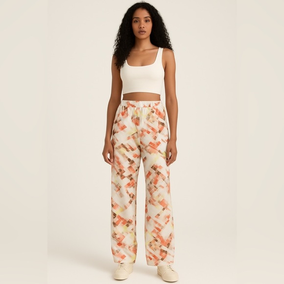 Calvin Klein Abstract Print Lounge Pants | Y2K Aesthetic | Wide Leg | Size M - Picture 1 of 7
